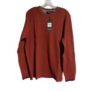 Ben Sherman Mens Burnt Henna Sweater Size Medium Waffle Knit Thermal Shirt